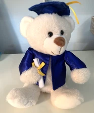 Hug Fun Graduation white bear with diploma. poly soft new without tags