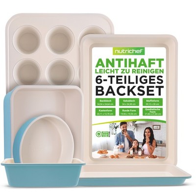 NutriChef Backblech Brotbackform Set 6-teilig Keramik-Antihaft Türkis