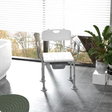 3-in-1 Shower Chair with Handles and Footpads for Elderly, White