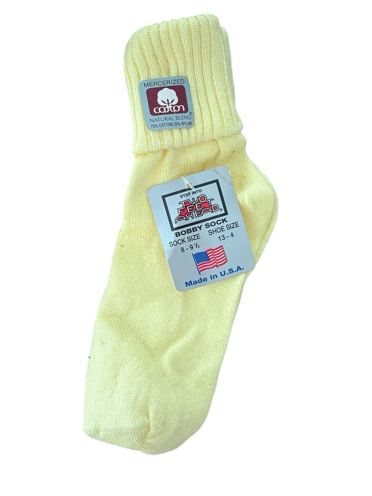 Vintage Ribbed Cuff Ankle Slouch Bobby Socks Ribbed New Old Stock Yellow 8-9.5