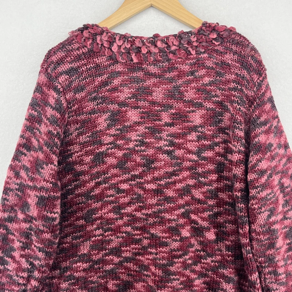 Suéter APRIL CORNELL Mezcla de Lana Mármol Cárdigan Abotonado Grueso Flecos Rojo Foto 4 de 4