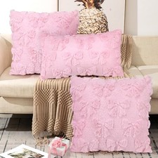 Pack of 3 Pink Pillow Covers, 18 x 18 Inch Pink Throw Pillows, 12 x 20 Inch