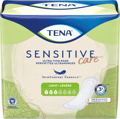 TENA Sensitive Ultra-Thin Light Female Disposable Bladder Control Pads, 24 Count