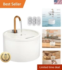 Ceramic Cat Water Fountain - 2.1L/71oz - All-Ceramic Body & Pure Copper Water...