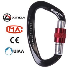 25KN Aluminum Alloy Carabiner Screwgate Locking D-Ring Hook Climbing Caving UIAA