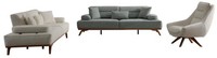 Grau-Beige Wohnzimmer Sofagarnitur Designer 3-Sitzer Polstersessel