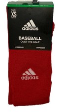 Adidas OTC Baseball Socks 1 Pair Youth Shoe Size 9C-1Y Red Gray White Logo Kids