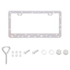 Gaolaosy Bling Car License Plate Frame Sparkly Rhinestone Auto 1pc White