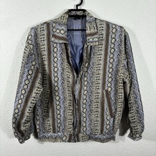 Vintage Fuda International Silk Jacket Size L Bomber Purple Long Sleeve Flaws