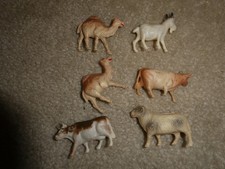 Lot of 6 Vintage 1930s Celluloid Animal Figurines Cow Goat Sheep More 1.5" Tall