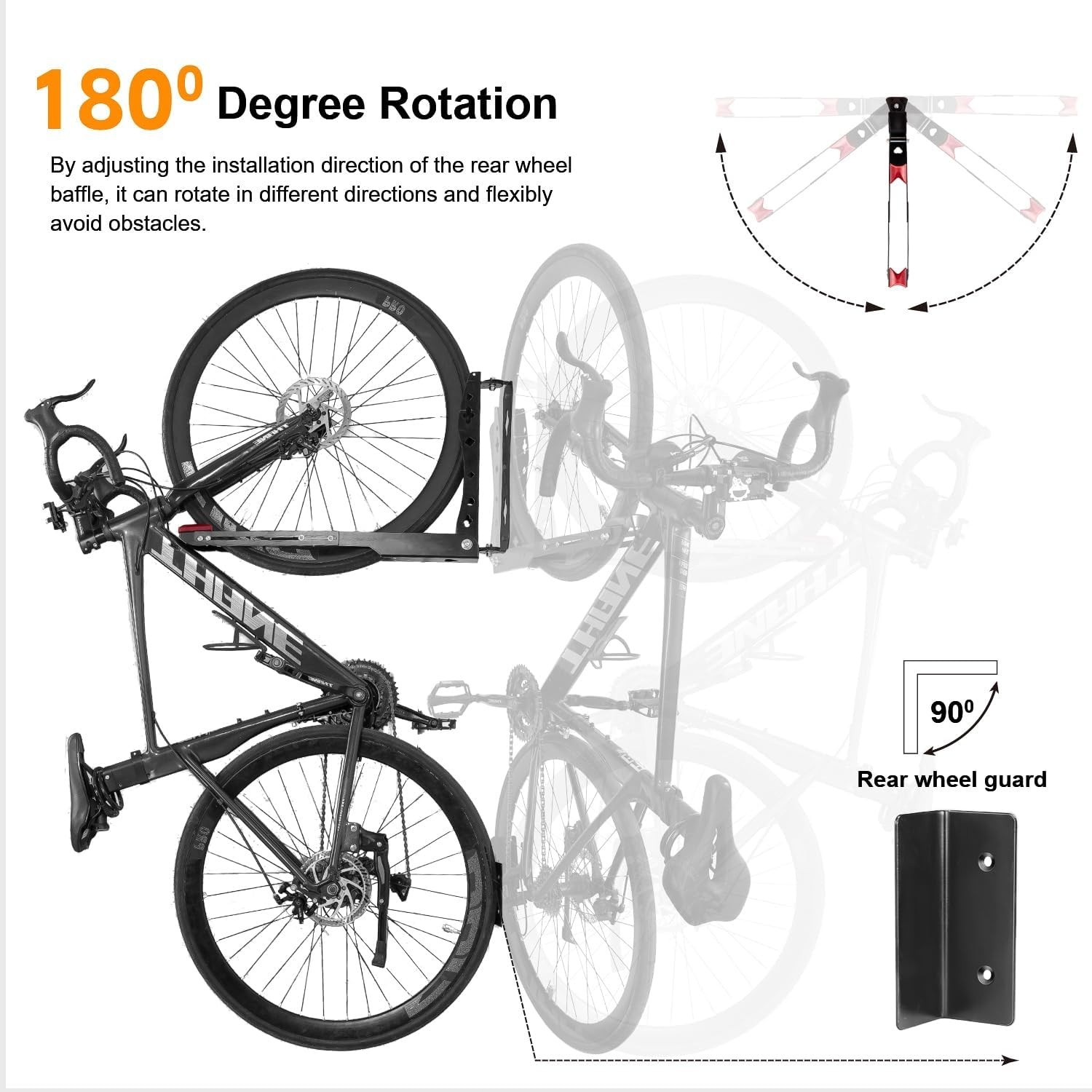Bike Wall Mount Swivel Hanger Vertical Garage Rack Foldable 