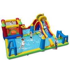 Inflatable Water Slide Bounce House with Climbing Wall Splash Pool