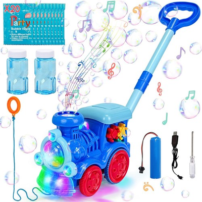 #ad Automatic Bubble Machine Blower Maker Bubble Music Train with Light Lawn Mower $26.98