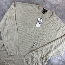 Dockers Sweater Mens 2XL Beige Relaxed Fit Khaki Knit Crew Neck Pullover NEW