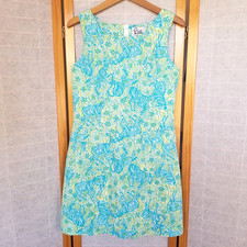 VTG Lilly Pulitzer Mini Shift Dress White Label 100% Cotton Zebra Print Pockets