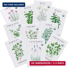 Sereniseed Certified Organic Herb Seeds 10-Pack - Non GMO, Heirloom - Seed Sta