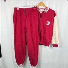 Vintage Y2K 90's Additions by Ronnie Women's Red  Cream Track Suit Size L FLAWS