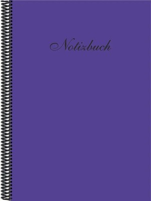Notizbuch DINA 4 | in der Trendfarbe dunkelviolett, kariert mit Spiralbindung