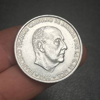 Espagne Spain Monnaie 100 Pesetas 1966 Franco Argent ! Réf MT21