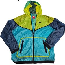 Nike Windrunner Windbreaker Jacket XL Neon Green Teal Colorblock Zip Gorpcore