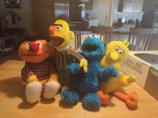 NANCO 2003 Sesame Street Burt Ernie Big Bird Cookie Plush 12" LOT Muppets