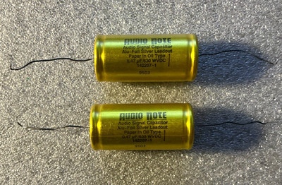 Audio Note 0.47uF Alu-Foil Silver Leadout Coupling Capacitor 630 WVDC.