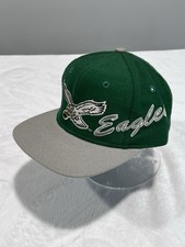 Vintage 90s Apex One Philadelphia Eagles Wool Snapback Hat Big Logo Kelly Green