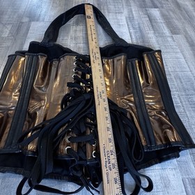 HourGlass Corsetry Corset Womens Leather Size 4XL Bronze Black Leather Heavy