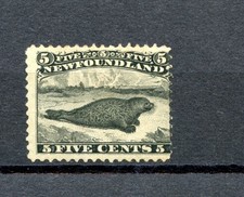 Newfoundland #26 (N935) Harp Seal, Perf 12, 1868, M, HR, F, CV$375.00
