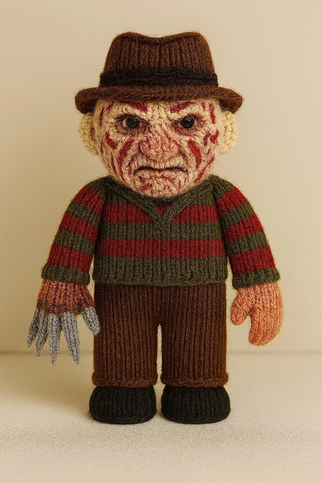 KING COLE Freddy Krueger Halloween Nightmare Elm Knitted Knitting DK Pattern Only 25cm