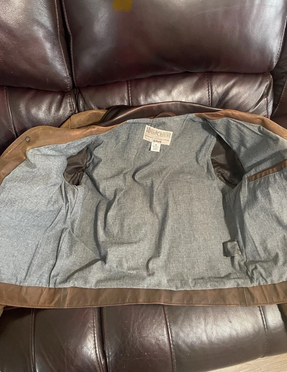 Chaqueta de mecánico Schott 538 marrón nobuck cuero de vaca (M)