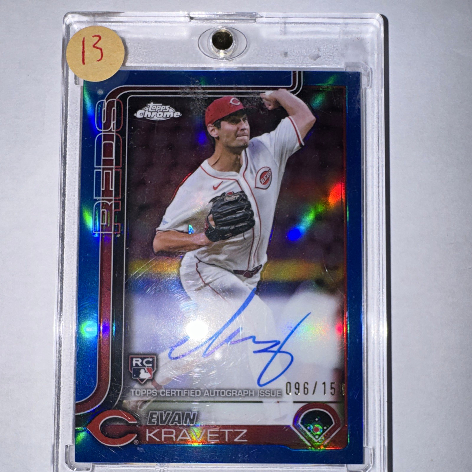 2025 Topps Chrome Evan Kravetz Rookie Autograph Blue Refractor 096/150