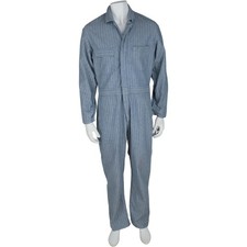 Vintage Roebucks Herringbone Work Workwear Mechanic Jumpsuit Denim Coveralls