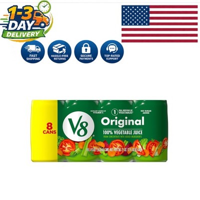 Refreshing 100% Vegetable Juice, 8 Cans of 5.5 fl oz - Gluten Free & Low Calorie