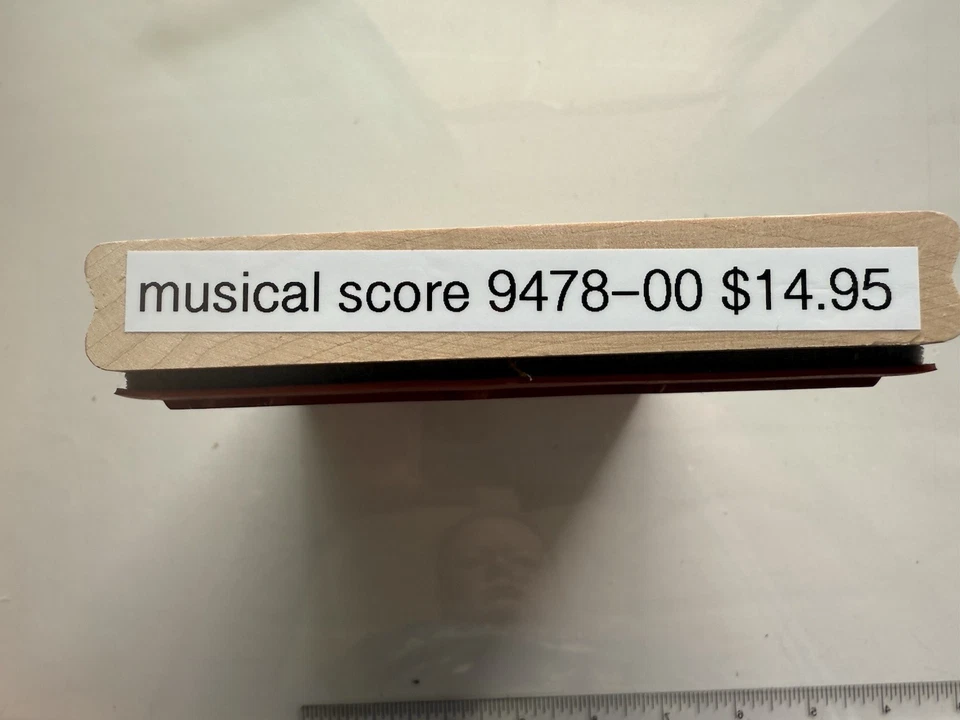 Винтажный резиновый деревянный штамп Stampin Up MUSIC SCORE фон 5x6 дюймов 2000 г. без футляра - Изображение 4 из 4