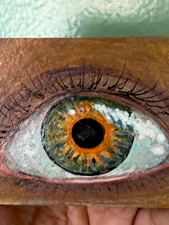 ACEO Acrylic Painting Hazel Eye Eyeball Realism 12 Halloween Original Pop Art NR