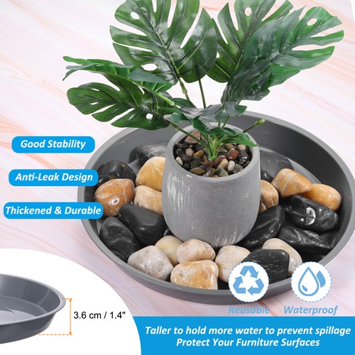 Plant Saucer Tray, 4pcs 16 Inch Round Plant Saucer, Gray - Imagen 6 de 6