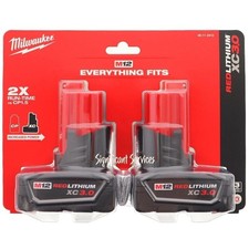 Genuine Milwaukee M12 XC3.0 3.0 Ah RedLithium X2 Batteries 2-Pack 48-11-2412 OEM