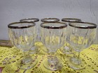 6  Stem Wine Glasses J Preziosi Italy 2oz. Platinum/Silver Rim 3" Tall — photo 1