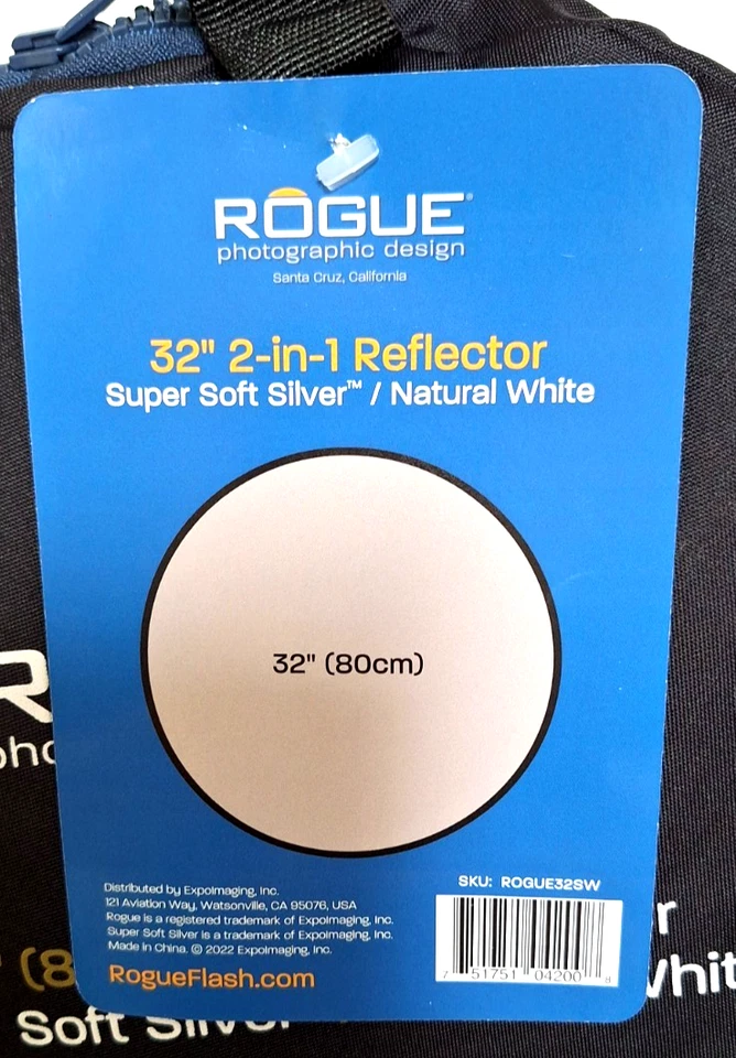 Rogue 2-in-1 Collapsible Reflector - Super Soft Silver / Natural White 32” NEW - Image 4 of 4