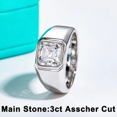 3 Kt 8MM Asscher Moissanit Verlobungsringe Luxus Weißgold vergoldet S925 Silber