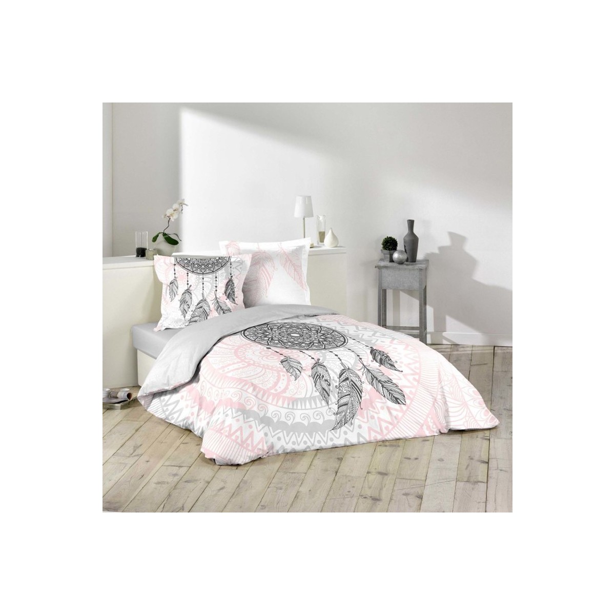 Parure de lit Namaste rose 200x200 pour une chambre style verrière