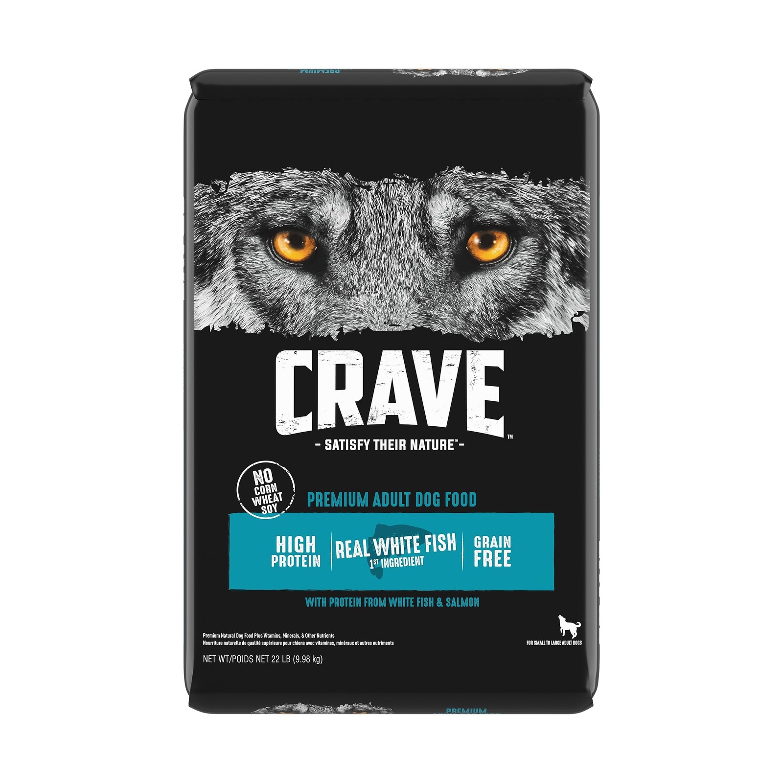 CRAVE Grain Free High Protein Adult Dry Dog Food, White Fish & Salmon, 22 lb....