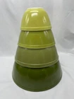 Vtg Pyrex Nesting Green Mixing Bowls, Set of 4, 401, 402, 403, 404