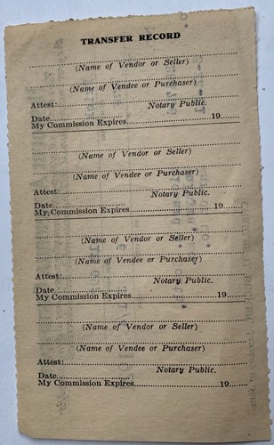 PALMYRA MISSOURI AUTOMOBILE CERTIFICATE Buick Touring Car MO Marion COUNTY - Picture 2 of 2