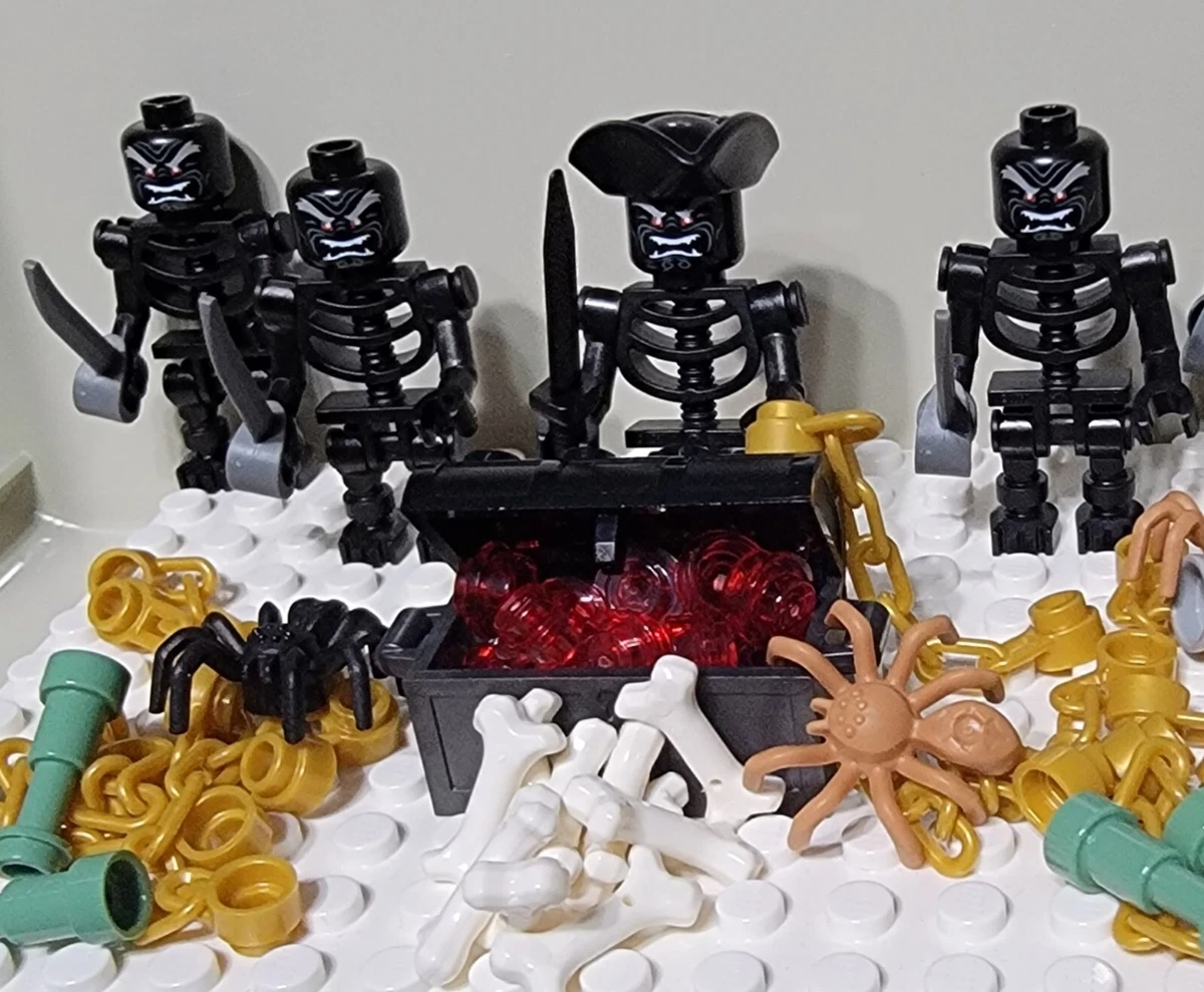 NEW LEGO RARE PIRATE BLACK SKELETON TREASURE ARMY x4 w