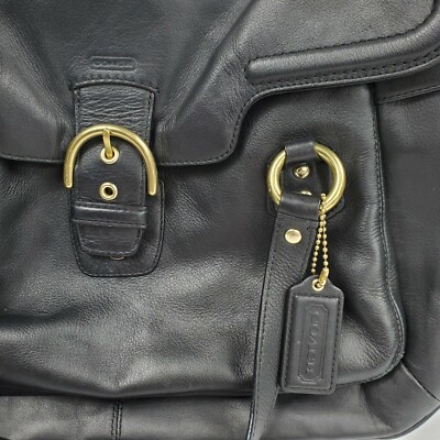 COACH Campbell Black Leather Eva Flap Satchel Bag Purse F26127 New