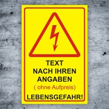 Elektro Warnschild Personalisiert nach Ihren Angaben Alu-Ver.3mm /Aufkleber W012