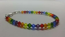 Handmade w/ Swarovski Crystal Bicone Rainbow Beaded Bracelet or Anklet