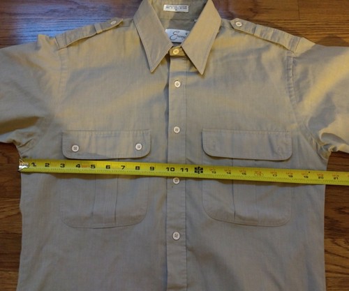 VTG ENVOY Short Sleeve Button Front Shirt Men M MILITARY Poly Cotton Blend Beige - Picture 5 of 7